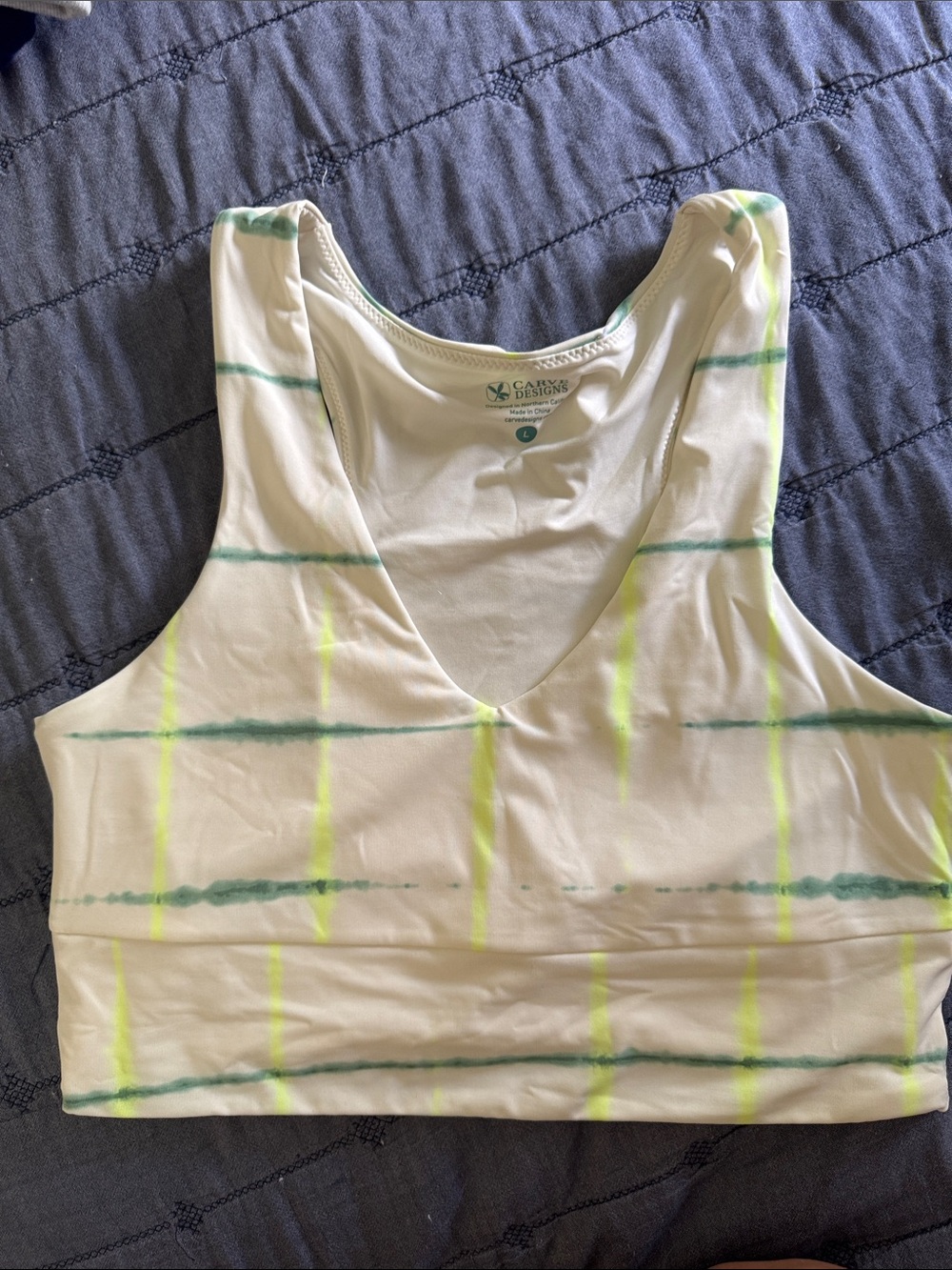 Carve Designs White suit with Green and Neon Yellow Stripes